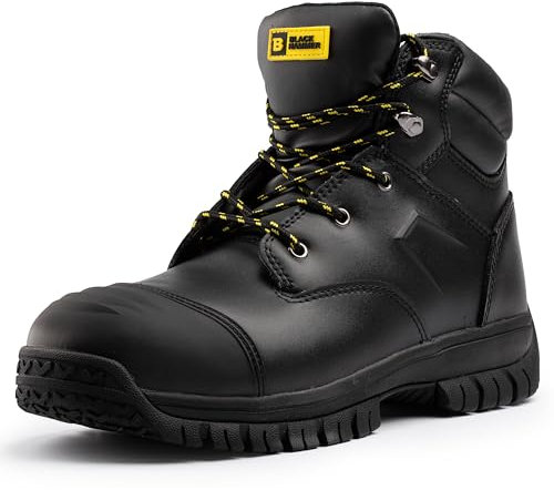 Black Hammer Mens Safety Boots S3 SRC Steel Toe Cap with Midsole Protection Wide Fit Ideal Work Boots for Men Thunder Black (11 UK)