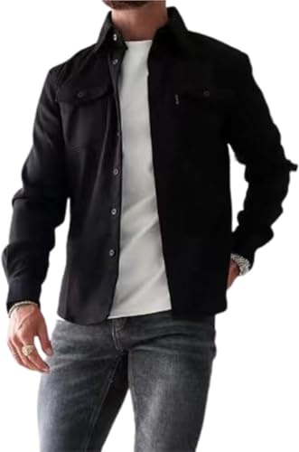 ArknAv Giacca da uomo con bottoni, casual, elegante, camicia da uomo