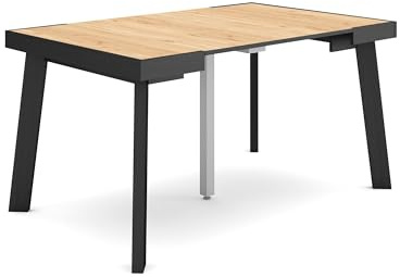 Skraut Home | Ausziehbarertisch | Multifunktionaler ausziehbarer | 140 | Für 6 Gäste | Hölzerne Beine | Moderner Stil | Eiche