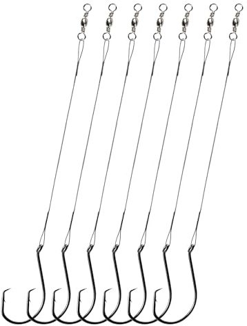YVUDW Circle Hook with Steel Wire Leaders for Fishing Saltwater 30pcs Circle Hooks Rigs Steel Leader with Circle Hook Catfish Rig