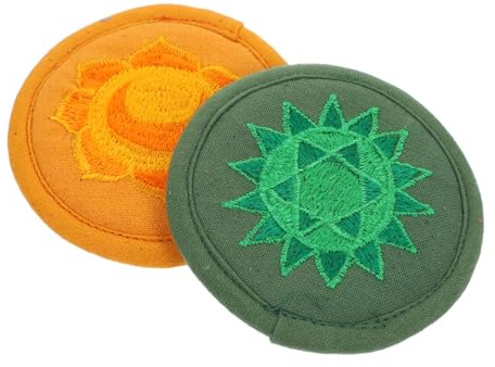 Hoement Buddhistische Klangschalenmatten Leichte und Kompakte aus Baumwollstoff 2 Stück Bestickte Klangschalenunterlagen für Yoga und Meditation