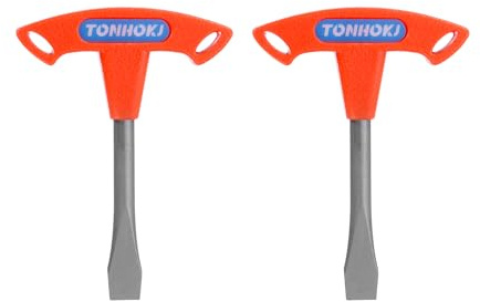 sourcing map 2pcs T Handle Flat Head Screwdriver 10mm T Handle Slotted Screwdriver with Plastic Handle for Slotted Screw Quick Release Plate Camera Tripod Monopod, Red