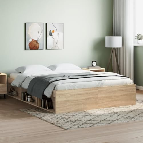 Festnight Bett 140x200 cm mit Stauraum Bettgestell Holz Doppelbett Einzelbetten Holzbett Jugendbett Bettrahmen Schlafzimmer Bett Jugendzimmer Massivholzbett