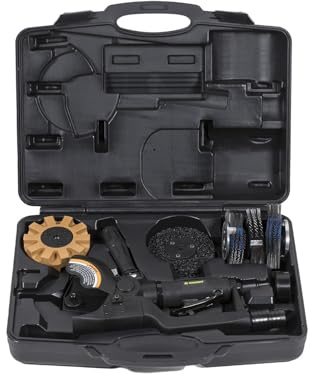 Rodcraft Kit d'outils RC7095K : pneumatique MBX multi-ponceuse RC7095, réglage de la vitesse en continu, poignée réglable, avec de nombreux accessoires, livré dans un coffret en plastique !