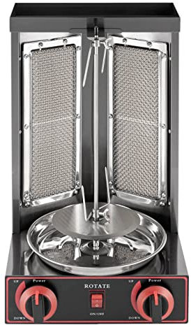 TaNeHaKi Verticale DöNergrill,Macchina per essiccatore a gas con 2 bruciatori, girevole con vasca da pavimento, grill da tavolo