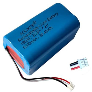AOLIKES 18650 2s2p Battery 5200mAh 7.4V Rechargeable Lithium Ion Battery with PH2.0/3P Plug / 5C Cell / Square / Supports Fast Charging