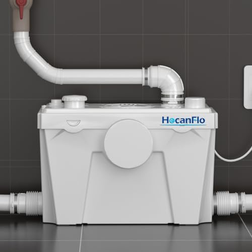 Sewerage Grinder Pump for Upflush Toilet Macerating System, 4 Inlets for Household Domestic Basement Toilet Bathroom Shower Sink Laundry Waste Water Ejector Disposal, Copper Motor, Quiet Operation