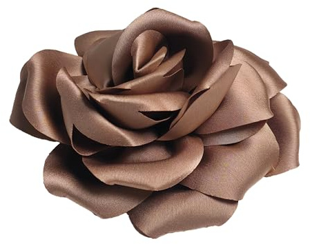 Baesics Blumen Brosche Rose Damen Haselnuss - Ansteckblume Stoff Haarclip | Aus Satin in Seiden-Optik, weich und federleicht, im Vintage Stil. Für Kleid, Mantel, Haar, Hochzeit und als Geschenk