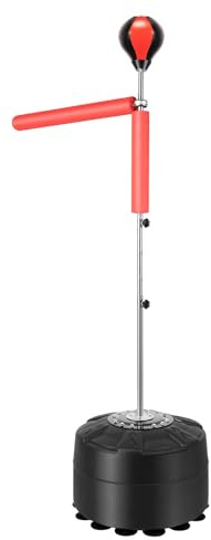 Box-Reflex-Target 14 Saugnäpfe Höhenverstellbar 162-198Cm 360° Schwenkarm 90° Rebound Punchingball Standboxsack Rot-Schwarz Für Erwachsene Jugendliche