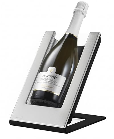 argentoè Gelette Rafraîchisseur de Bouteille de Vin - Porte-Bouteille Réfrigérant et Glacette Thermique de Table - Présentoir pour Mousseux et Champagne Sans Glace - Design Made in Italy (Argent)