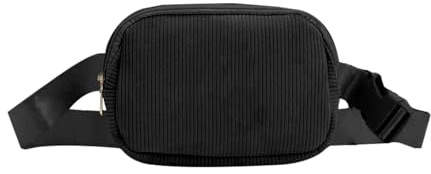 Hernin Bauchtasche Damen Gürteltasche Herren Cord Brustbeutel mit verstellbarem Riemen Bauchtasche Mode Crossbody Bag Mode Hüfttaschen für Laufen Reisen Wandern (Schwarz)