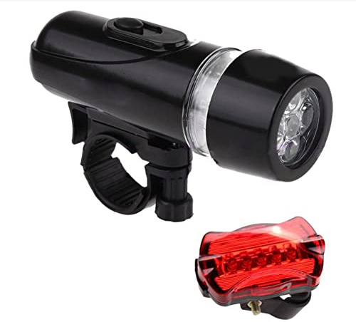 CAKEEYUM Lámpara de Bicicleta 5LED Bicicleta de montaña Impermeable Faro Trasero combinación para lámpara Negra, Juego Delantero y Trasero, Faro Impermeable, combinación de luz Trasera, luz