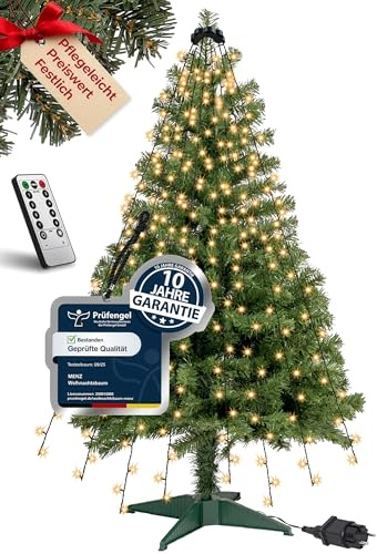 120 cm Künstlicher Weihnachtsbaum aus 100% PVC – Voll & Dicht mit 140 Zweigen (Ø 75 cm), Schnellaufbau-System, Schwer Entflammbar & Formstabil