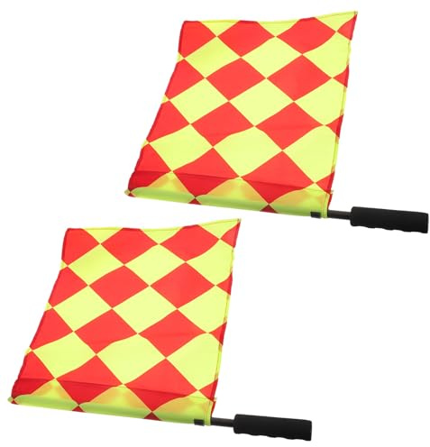 TOYANDONA Banderas de Árbitro de Fútbol 2 Piezas, Bandera del Juez de Línea Diseño Cuadriculado Pequeño, Material Duradero y Ligero, Accesorios para Partidos y Señalización en Campo