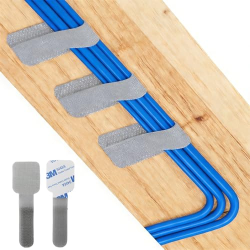 Ruayia 60 Reusable Cable Ties Grey, Long Cable Ties, Adjustable Releasable Hook and Loop Cable Straps for Phones, Headphones, Organizing Cords,Electronics Under Desk Cable Management Straps
