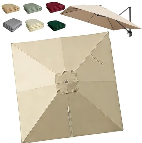 OPOLDBDMAC Cubierta De Repuesto para Sombrilla Cuadrada 300x300cm Toldo De Parasol Excentrico De Repuesto, Rectangular Tela Toldo Repuesto para Sombrilla De Jardín(Khaki,3x3m/10x10ft)