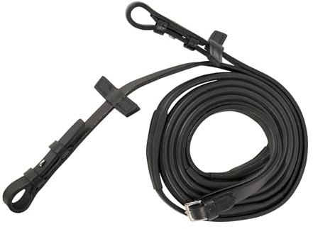 Stübben Riendas de Goma Slimline (1/2) con Ganchos - ébano/ébano - Plata - CS/FS (140cm)