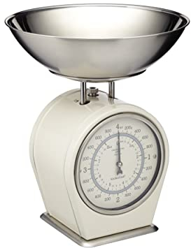KitchenCraft Living Nostalgia Mechanical Kitchen Scales, 4 kg (8 lbs) - Antique Cream