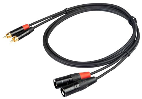 PROEL CHLP330LU3 - Cavo audio professionale ”STEREO” con connessioni 2 X spina RCA maschio a 2 x spina volante Cannon XLR 3P Maschio - 3mt., Nero