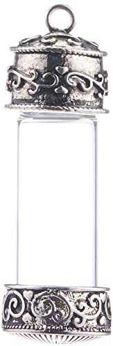 Solid Oak Steampunk Glass Pendant large Vial, Acrylic, Multicoloured