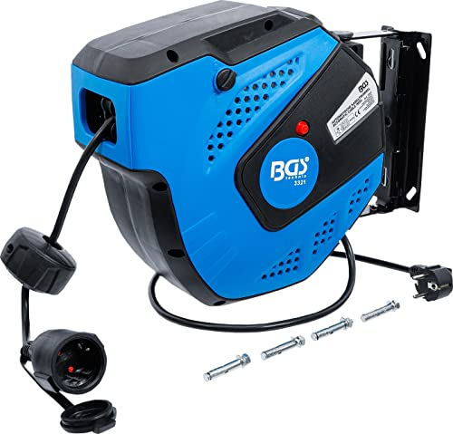 BGS 3321 | Automatische Kabeltrommel | 15 m + 1 m Zuleitung | 180° seitlich schwenkbar | inkl. Montagehalter