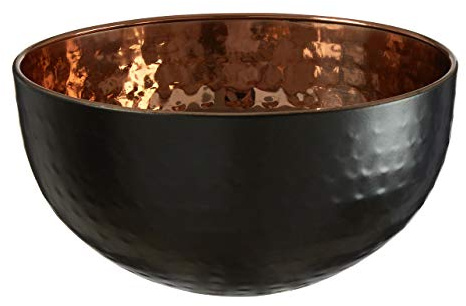 Premier Housewares Mixology Hammered Bowl Ornament, Stainless Steel, Copper/Black - Small