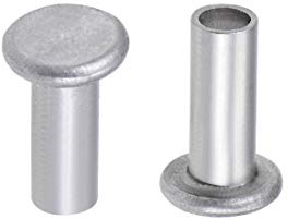 sourcing map 100 Stück Aluminium Halbhohle Nieten M5x12mm Halbrundnieten Flachkopf-Halbröhrennieten Silber