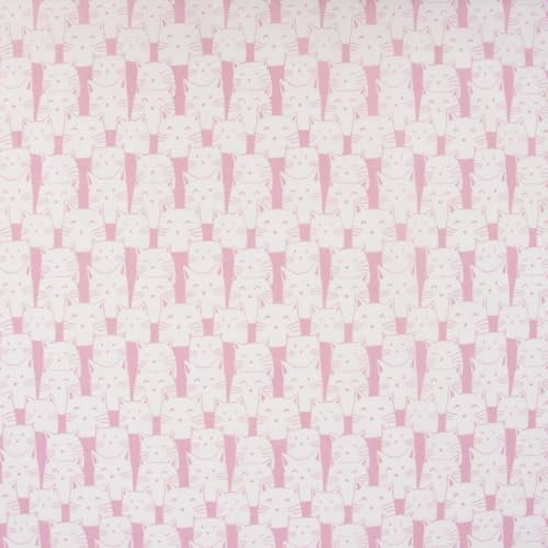 SCHÖNER LEBEN. Baumwollstoff Katzen Creme rosa 1,4m Breite