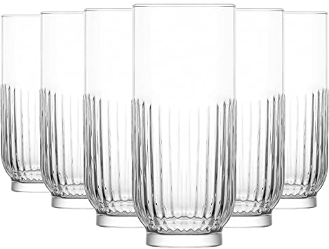 LAV 6X Clear 395ml Tokyo Highball Glasses - Tall Hi Ball Glass Water Gin Juice Cocktail Drinking Glassware Tumblers Set