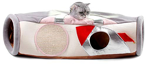 PJDDP Katzentunnel Rohr Spielzeug Katzenbett Schlafplatz Katzenbett Katzenhöhle Faltbarer Katzenspielzeug Katzen Tunnel Haustiernest Für Große Katzen,Rosa