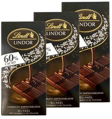 Lindt LINDOR Tafel 60% Kakao 3er Pack (3x100g)