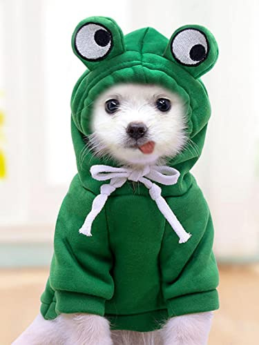 YOUGE Lustiger Hoddie Hund - Hundekostüme für Haustiere - Lustiger Halloween Kleiner Hund Kostü Jacke Mantel Warm Polyester Winter Grün Hundebekleidung Hoodie