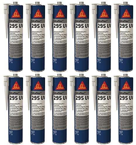 12x Sikaflex 295 UV Marine Kleb- und Dichtstoff Kunststoffglas UV-beständig für Bootsbau Schiffbau 300ml Kartusche Schwarz
