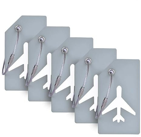 5Pack Silicone Luggage Tag with Name ID Card Perfect to Quickly Spot Luggage Suitcase by Ovener (Gray)