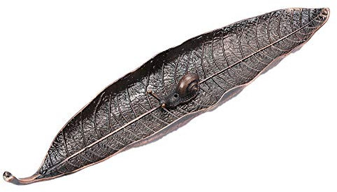 Cyrank Räucherstäbchenhalter, Zinklegierung, langes Blatt- und Schneckendesign, Metall-Räuchergefäß, Räucherstäbchenhalter für Stäbchen, Abnehmbarer Räucherstäbchenhalter