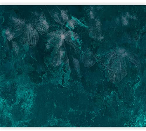 murando Fototapete Premium-Vlies Blumen 350x256cm Foto Tapete Schlafzimmer Wohnzimmer Vliestapete XXL Motivtapeten Bildtapete 3d Effekt Wand Dekoration Natur Botanik Pflanzen Linien dunkelgrün