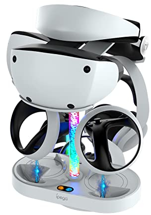 Controller Ladestation, Kühlungs Ladestation, Ladestation kompatibel mit Playstation VR 2, Controller Ladestation mit LED-Anzeige (Regnbågsljus)