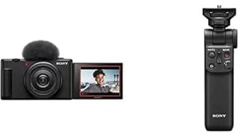 Sony ZV-1II Vlog-Kamera | Digitalkamera (Weitwinkel-Zoomobjektiv, verstellbares Display für Vlogging, 4K Video, multidirektionales Mikrofon) + Bluetooth Handgriff