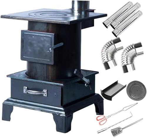 UZSPAC Cocina de Leña Hierro Fundido Multifunción Estufa de Leña Utilizado para Cocinar, Calentar y Hacer Picnics Múltiples Combustibles Disponibles (Size : S)