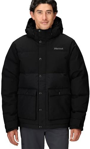 Marmot Män Fordham Jacket, Varm Dunjacka, Isolerad Vinterjacka Med Huva, Vindtät Dunparkas, Lätt, Packbar Utomhusjacka, Black, XXL