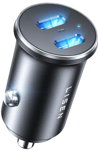 LISEN 90W USB C Car Charger Adapter, Dual USBC Port PD45W iPhone Car Charger Fast Charging, Mini USB C 12v Socket Cigarette Lighter USB Charger for iPhone 16 Pro Max 15 Galaxy S25 Ultra iPad Pro
