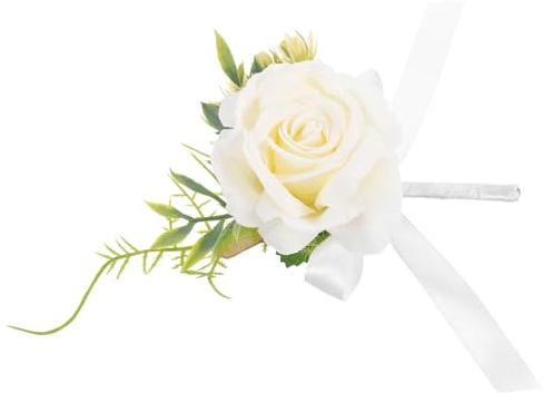 IMIKEYA Künstliche Plastik Ansteckblume Stoff Weiß und in Braut Design mit Frischem Klassischem für Hochzeitsdekoration und Festliche Anlässe Wie Partys