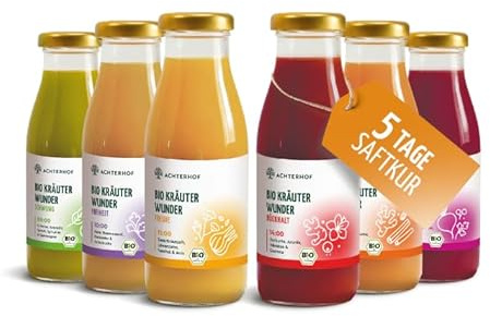 Kräuterwunder 5-Tages-Fastenkur Bio | 5x6 Flaschen | die erste Fastenkur auf Kräuterbasis | Bio Qualität | vom Achterhof