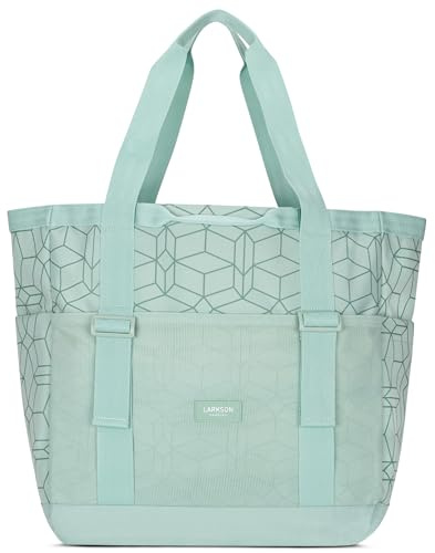 LARKSON Borsa Mare Donna Uomo Menta - Smilla - Borsone da Spiaggia Grande per Vacanze, Sport, Università, Viaggio - Tote Bag Shopper Con Cerniera - Idrorepellente