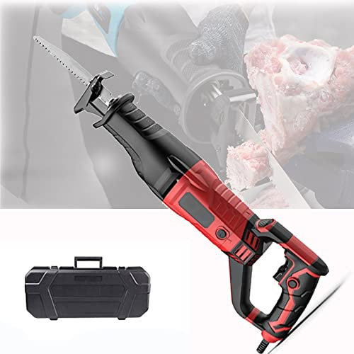 Electric Bone Saw,Bone Saw Machine, 1050W Electric Commercial Home Butchers Saw Hacksaw Handheld for Cutting Meat/Bones, 180°Rotating Body, 6-Speed Speed Regulation (Color : Red)