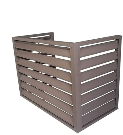 Verkleidung klimaanlage außengerät, Außeninstallations-Klimaanlagenzaun, Aluminium klimagerät schutzgitter, Sichtschutz Zäune, für externe Klimageräte, klima splitgerät(Color:Brown-3 sides,Size:110*60