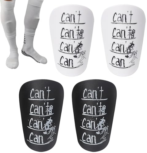 Rigidstone Pack of 4 Mini Football Shin Pads, 10 x 6 cm, Shin Pads, Children's Football - Football, Shin Guards for Adults and Children, Football (Black + White)