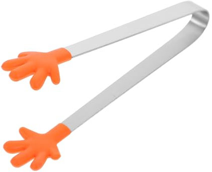 PHENOFICE Pinza Mini in Acciaio Inossidabile Con Rivestimento in Silicone Antiscivolo Per Cubetti Di Ghiaccio Zollette Di Zucchero e Alimenti Accessorio Pratico Per Cucina Compatta e Portati