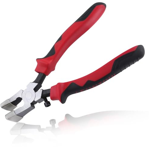 LEONTOOL Glaslaufzange, gebogene Backen mit Gummispitzen zum Glasschneiden, Schlüsselanhänger-Zange, Werkzeug, Glasschneidewerkzeuge für Schlüsselanhänger, Hardware-Installation und Buntglasarbeiten,