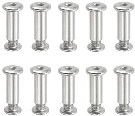 PATIKIL 10 Stück M8x25mm Innensechskant Verbindungsschraube mit Hülsenschrauben Hülsenmutter, 304 Edelstahl Verbindungsschrauben Set für Holzbretter Schrank Möbel, Silber Möbelschrauben